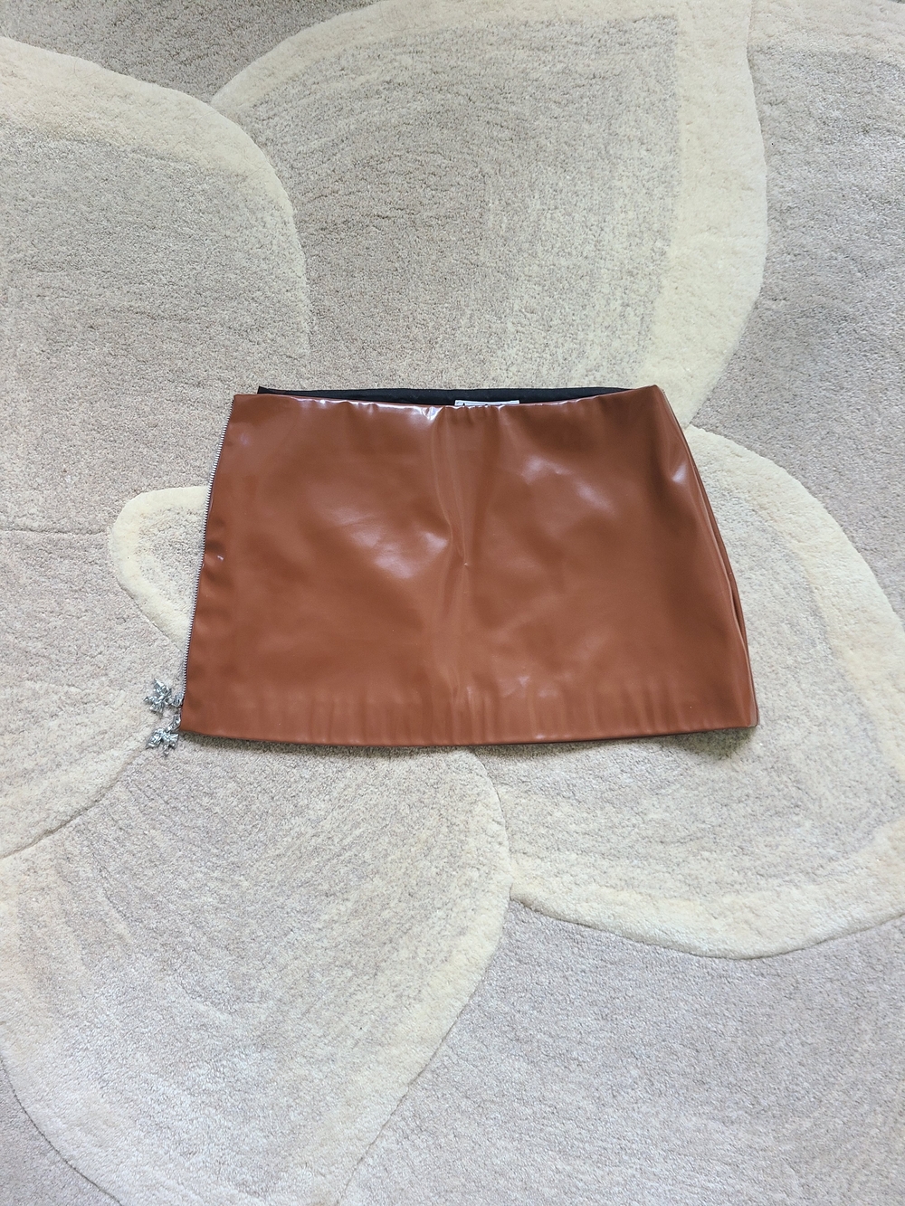 ACNE STUDIOS Brown Faux Leather Glossy Mini Skirt - Size Small